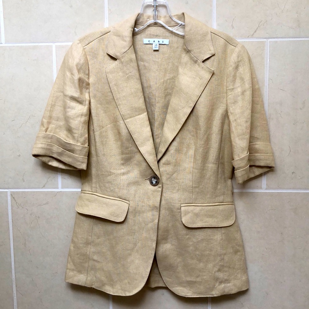 Cabi 100% Linen Safari So Good Long Line Loose Suiting Blazer
